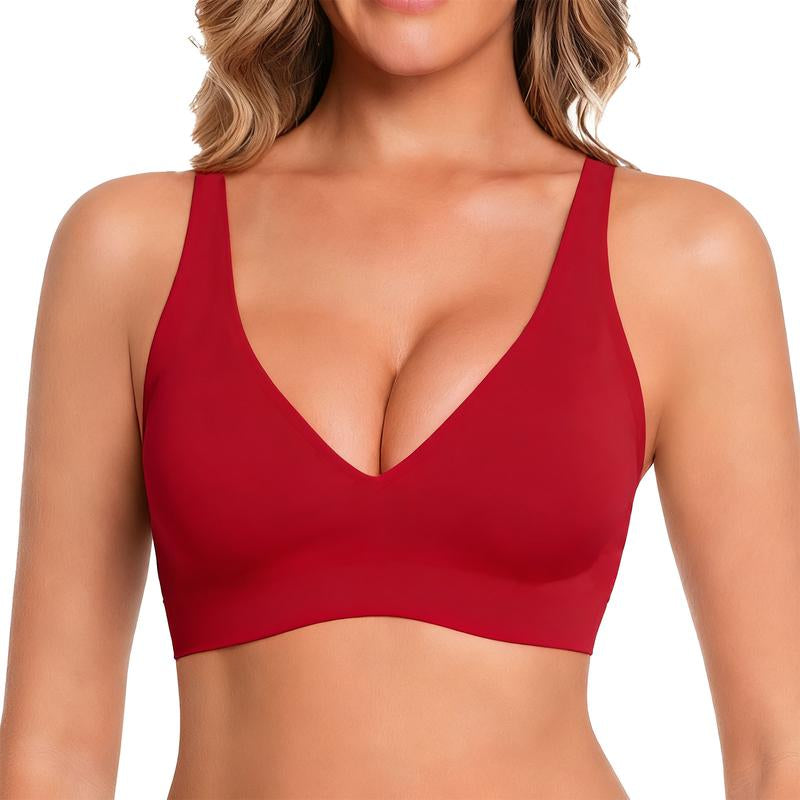 Experience Unmatched Comfort with VRCOMFY Deep V Wireless Push-Up Bralettes - Perfect for Everyday Wear