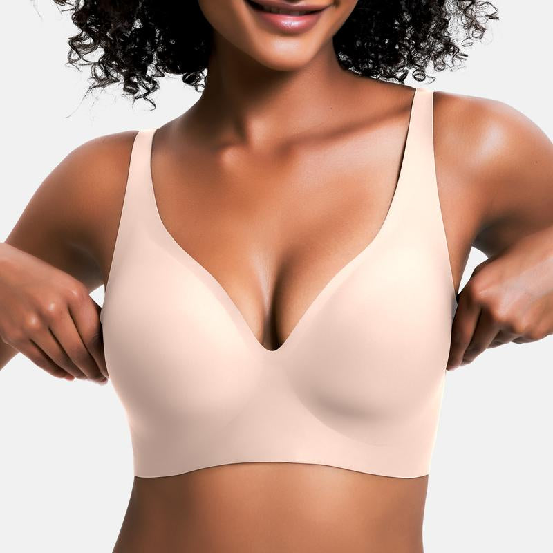 Experience Unmatched Comfort with VRCOMFY Deep V Wireless Push-Up Bralettes - Perfect for Everyday Wear