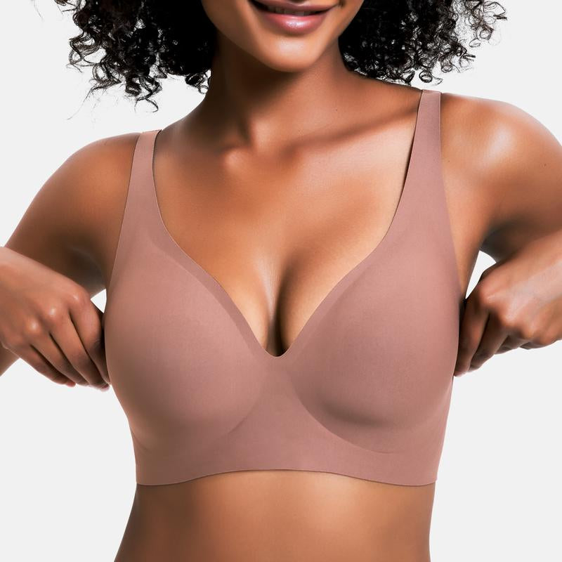 Experience Unmatched Comfort with VRCOMFY Deep V Wireless Push-Up Bralettes - Perfect for Everyday Wear