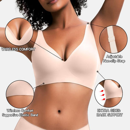 Experience Unmatched Comfort with VRCOMFY Deep V Wireless Push-Up Bralettes - Perfect for Everyday Wear